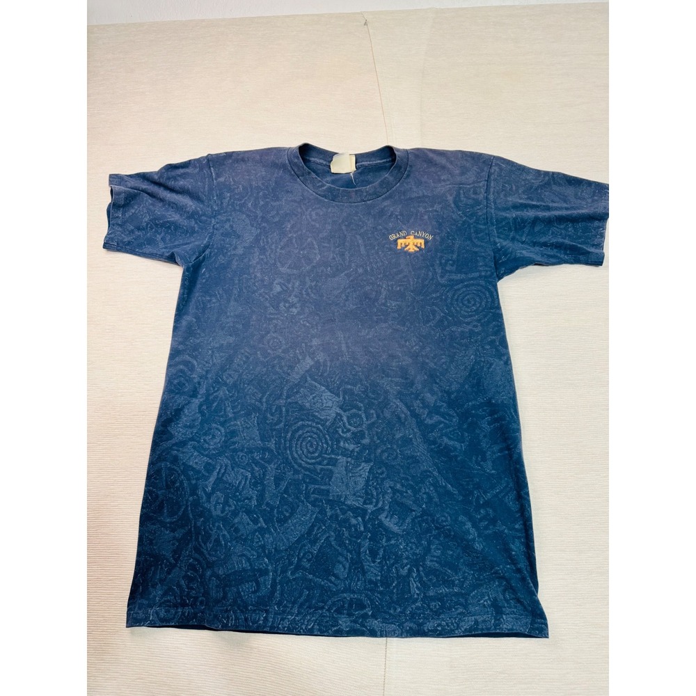 Fred Harvey Trading Company Grand Canyon Blue Acid Wash Petroglyph 90s vintage T
